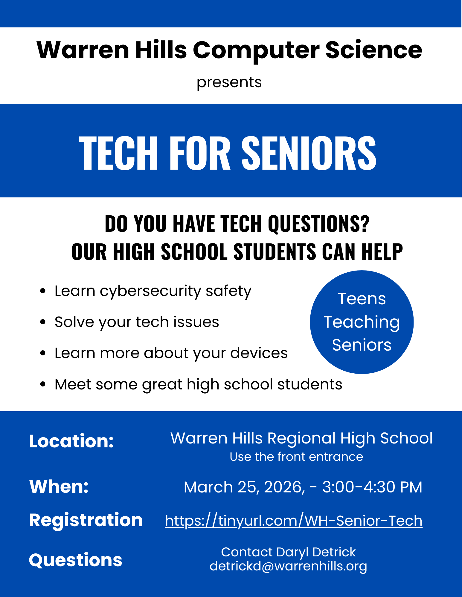 Warren Hills Tech for Seniors Flyer-March 25, 2026